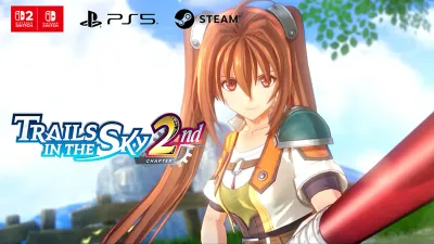 Visuel officiel du film d’ouverture de Trails in the Sky 2nd Chapter, avec Estelle et le logo du jeu